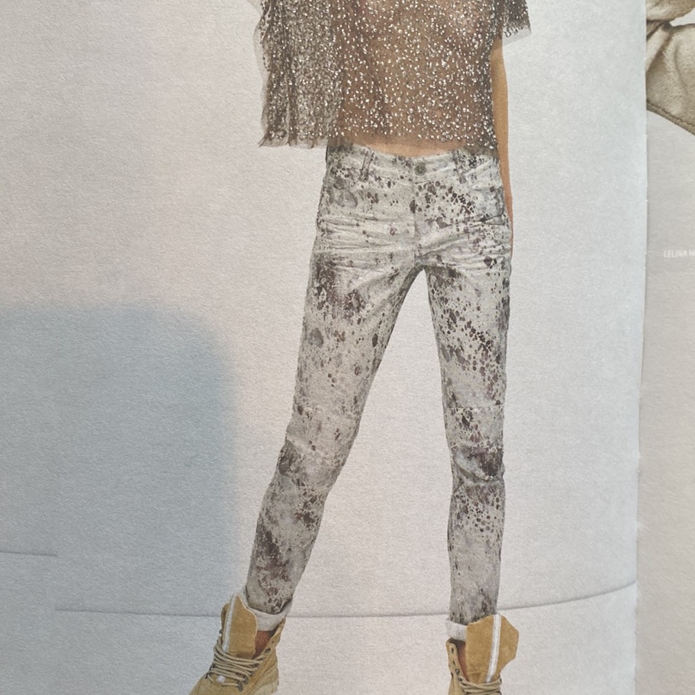 NÜ Denmark metallic splatter paint jeans